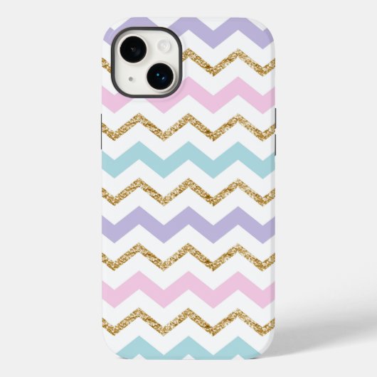 Pastel Gold Glitzer Zigzag Muster Case-Mate iPhone Hülle (Rückseite)