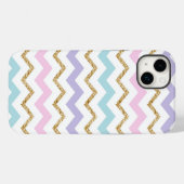 Pastel Gold Glitzer Zigzag Muster Case-Mate iPhone Hülle (Rückseite (Horizontal))