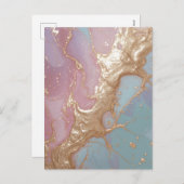 Pastel Gold Marble Feiertagspostkarte (Vorne/Hinten)