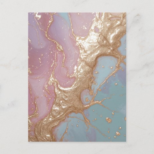 Pastel Gold Marble Feiertagspostkarte (Vorderseite)