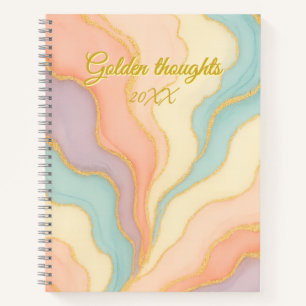 Pastel-Gold-MarmorNotebook Goldene Gedanken Notizblock