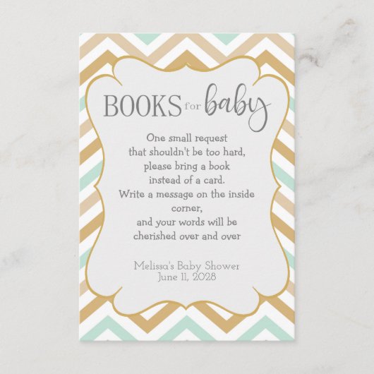 Pastel Gold und Green Zig Zag Neutral Baby Books Begleitkarte (Vorderseite)