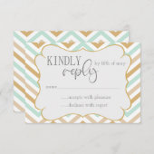 Pastel Gold und Green Zig Zag Neutral Baby UAWG Begleitkarte (Vorne/Hinten)