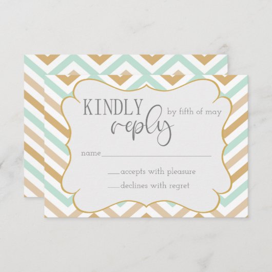 Pastel Gold und Green Zig Zag Neutral Baby UAWG Begleitkarte (Vorne/Hinten)