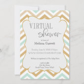 Pastel Gold und Green Zig Zag Virtuelle Einladung (Vorderseite)