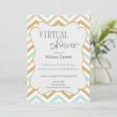 Pastel Gold und Green Zig Zag Virtuelle Einladung (Stehend Vorderseite)