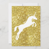 Pastel Gold Unicorn Kinderdusche Einladung (Rückseite)