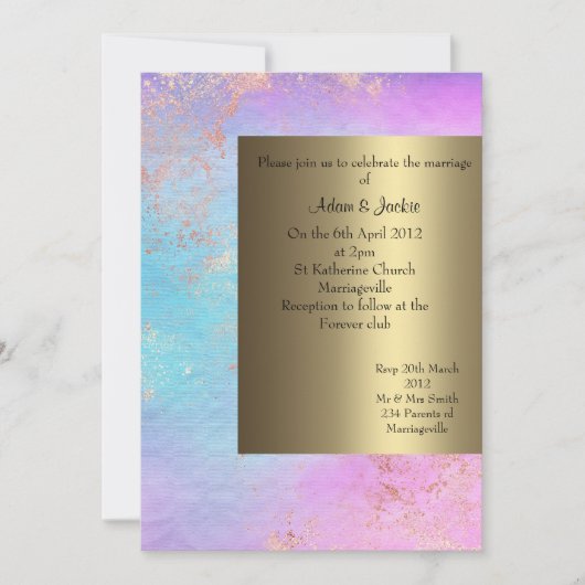 PASTEL GOLD WEDING EINLADUNG NEUES (Vorderseite)