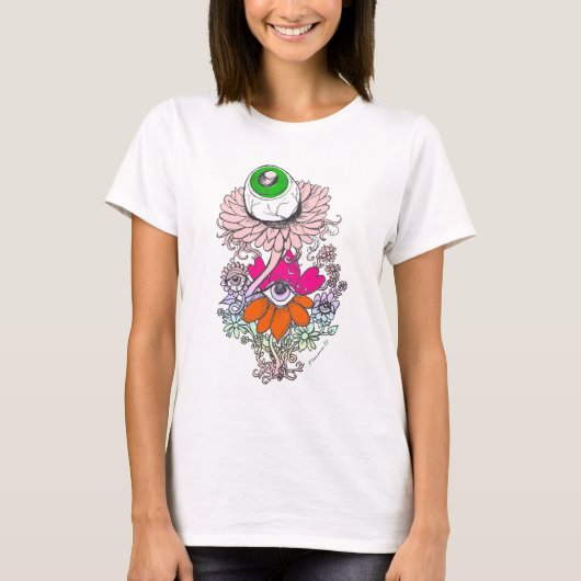 Pastel Goth Alien Eyeball Blume Shirt (Vorderseite)