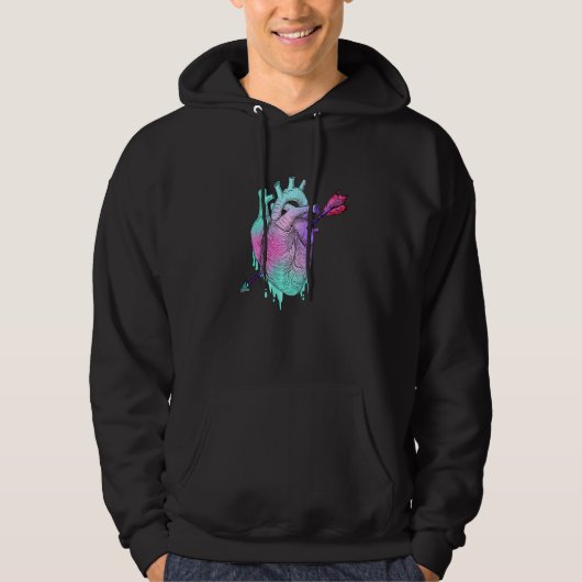Pastel Goth Anatomical Heart With Arrow Valentine Hoodie (Vorderseite)