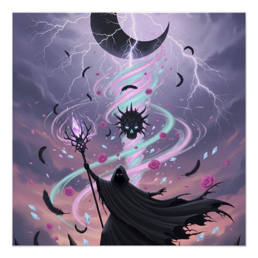 Pastel-Goth-Arcane-Zauberer mit Kristallstab Poster (Vorderseite)