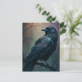 Pastel Goth Art Illustriert Solitary Crow Postkarte (Stehend Vorderseite)