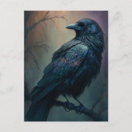 Pastel Goth Art Illustriert Solitary Crow Postkarte