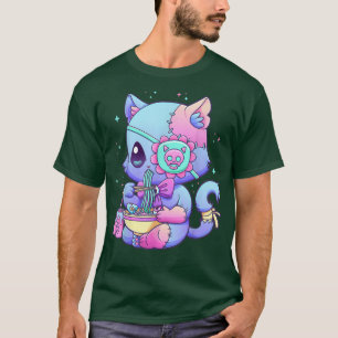 Pastel Goth Ästhetik Kawaii Creepy Cat Eating Ram T-Shirt