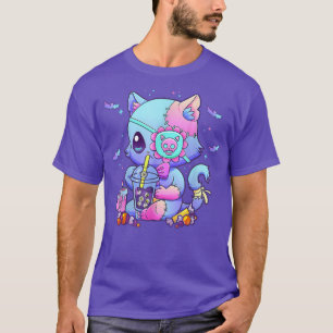 Pastel Goth Ästhetik Kawaii Creepy Katze Boba Tee 