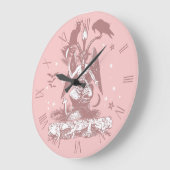Pastel Goth Bahomet with a Cat and a Raven Große Wanduhr (Winkel)