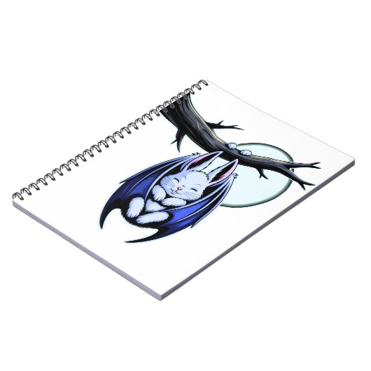 Pastel Goth Bat Bunny Monlight Notizblock (Linke Seite)