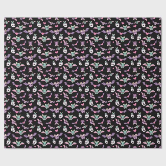Pastel Goth Bat Lover Halloween Muster Geschenkpapier (Flach)
