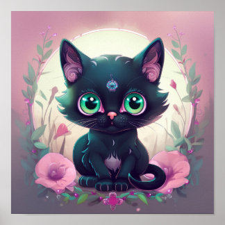 Pastel Goth Cat Poster