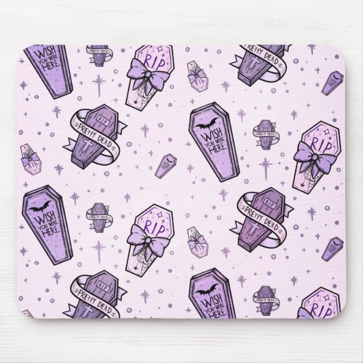 Pastel Goth Coffins Muster Mousepad (Vorne)