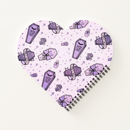 Pastel Goth Coffins Muster Notizblock (Rückseite)