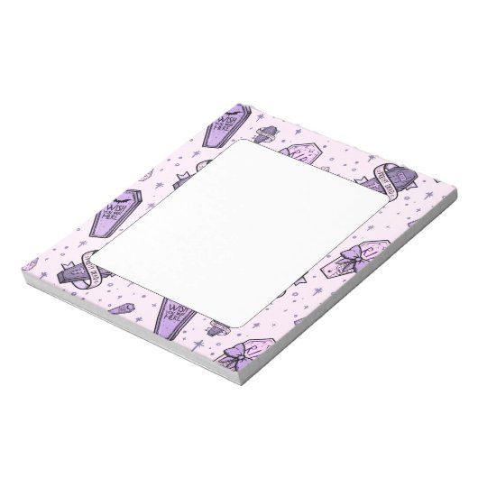Pastel Goth Coffins Muster Notizblock (Rotiert)