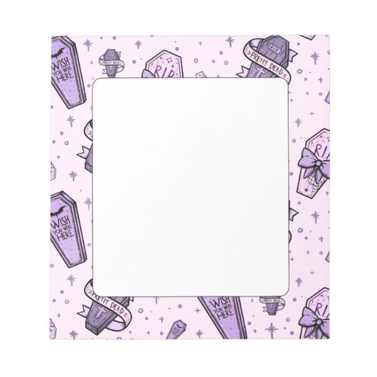 Pastel Goth Coffins Muster Notizblock (Vorderseite)