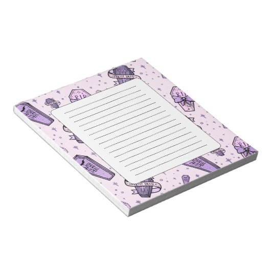 Pastel Goth Coffins Muster Notizblock (angewinkelt)