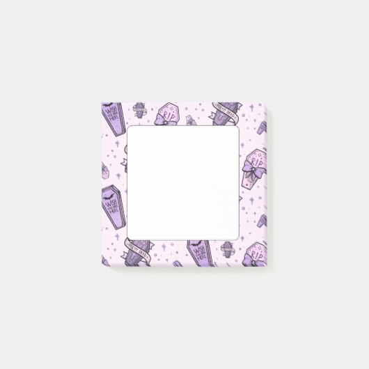 Pastel Goth Coffins Muster Post-it Klebezettel (Vorderseite)