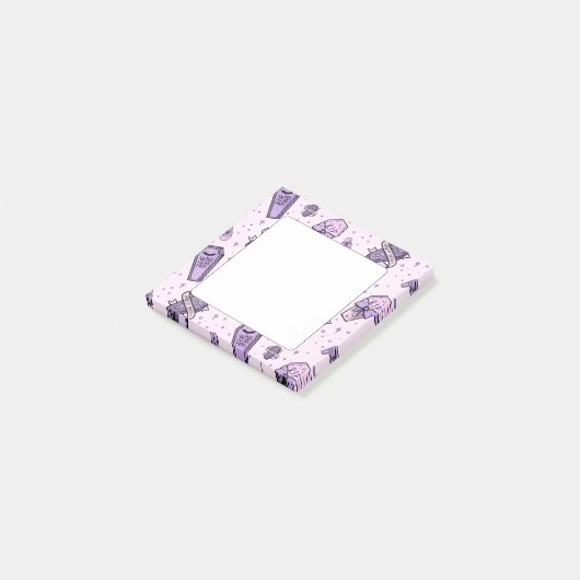 Pastel Goth Coffins Muster Post-it Klebezettel (angewinkelt)