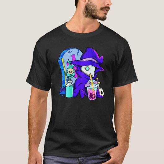 Pastel Goth Cute Creepy Plague Doctor Boba Bubble T-Shirt (Vorderseite)