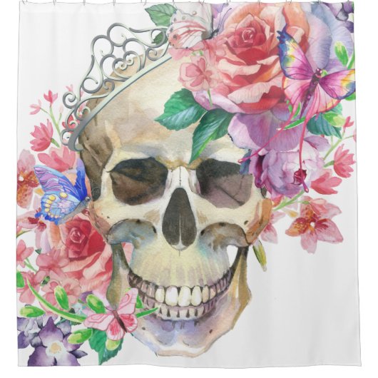 Pastel Goth Feminine Blumendusche Vorhang (Vorderseite)