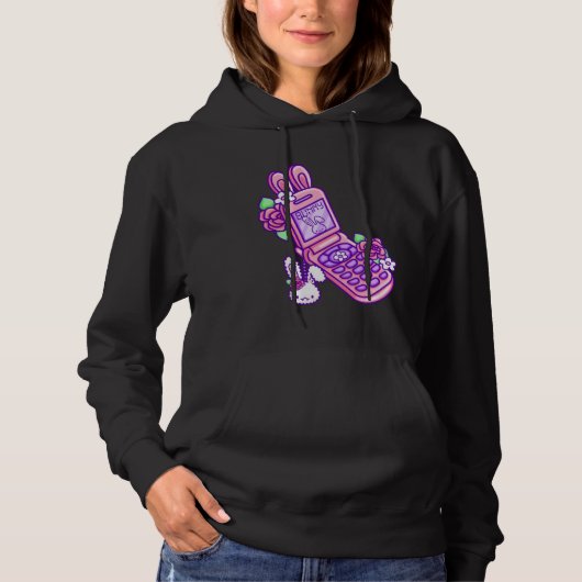 Pastel Goth Flip Phone Vampire Bunny Y2K Aesthetic Hoodie (Vorderseite)