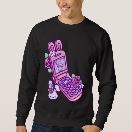 Pastel Goth Flip Phone Vampire Bunny Y2K Aesthetic Sweatshirt (Vorderseite)