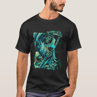 Pastel Goth Grim Sensenmann mit Skulls Ästhetik T-Shirt