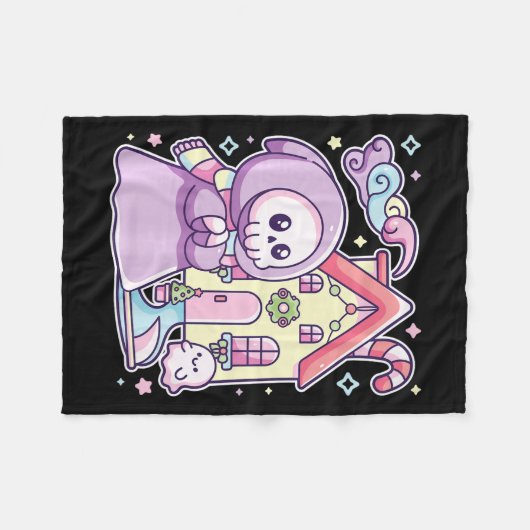 Pastel Goth Grim Sensenmann Xmas Halloween Easy Co Fleecedecke (Vorderseite (Horizontal))
