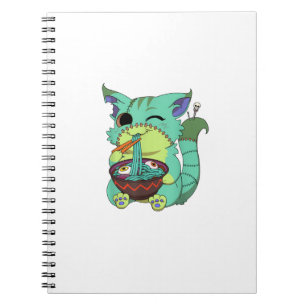 Pastel-Goth-gruseliges-Anime-Ramen-Katze-Halloween Notizblock
