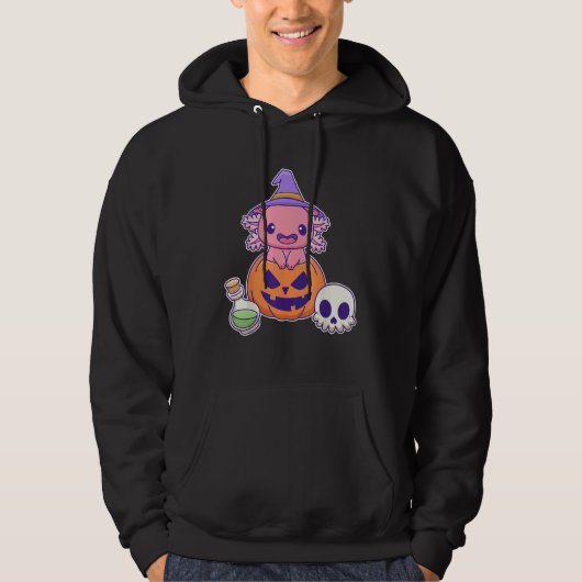 Pastel Goth Halloween Axolotl Witch Hoodie (Vorderseite)