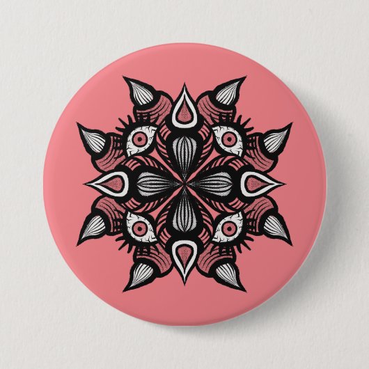 Pastel Goth Hexendesign - Schwarz-Rosa-Monster Button (Vorderseite)