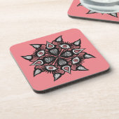 Pastel Goth Hexendesign - Schwarz-Rosa-Monster Getränkeuntersetzer (Linke Seite)