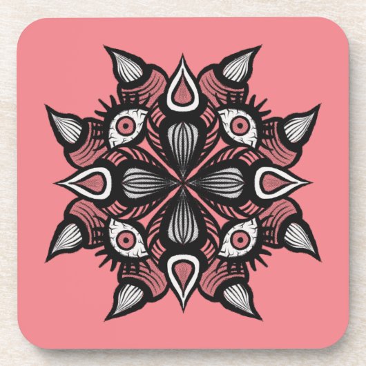 Pastel Goth Hexendesign - Schwarz-Rosa-Monster Getränkeuntersetzer (Vorderseite)