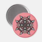 Pastel Goth Hexendesign - Schwarz-Rosa-Monster Magnet (Vorderseite/Rückseite)