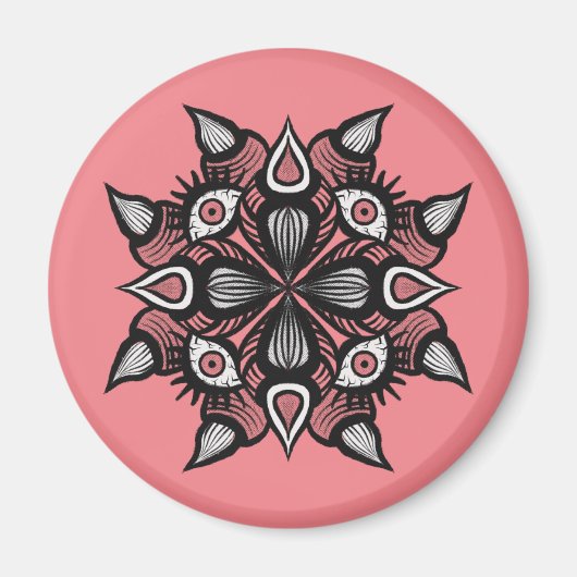 Pastel Goth Hexendesign - Schwarz-Rosa-Monster Magnet (Vorne)
