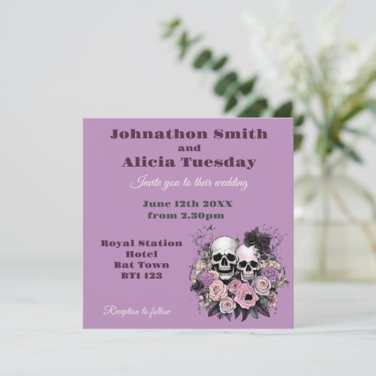 Pastel Goth Hochzeit Viktorianisch Gothic-Moody Einladung (Stehend Vorderseite)