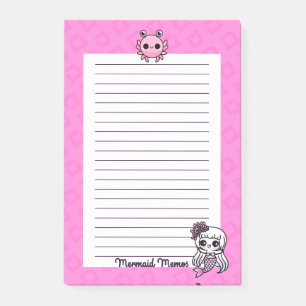 Pastel Goth Kawaii Mermaid Memos 4x6 Editor Post-it Klebezettel
