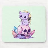 Pastel Goth Kitten & Skull Mousepad (Vorne)
