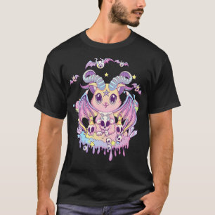 Pastel Goth Krampus Katze Niedliche, graue Teufels T-Shirt