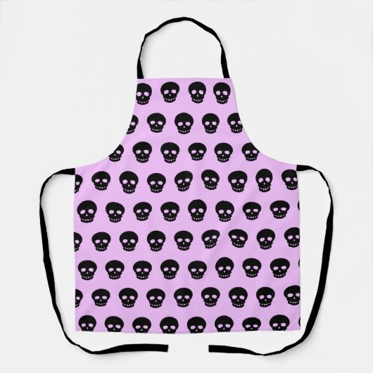 Pastel Goth Lilac Black Skull Pattern Schürze (Vorderseite)
