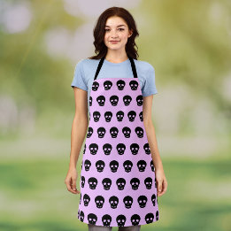 Pastel Goth Lilac Black Skull Pattern Schürze