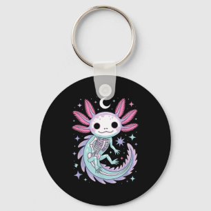 Pastel-Goth-Mädchen kawaii süßes Skelett Axolotl Schlüsselanhänger